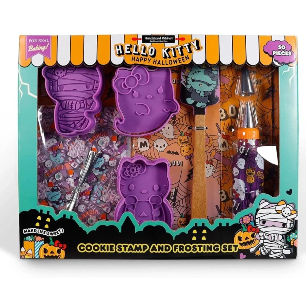 NWT Sanrio 50pc Hello Kitty Halloween Cookie Stamp and Frosting Set
